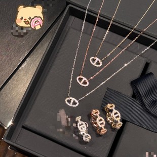 Necklace and bracelet, universal ring, diamond encrusted, light luxury style