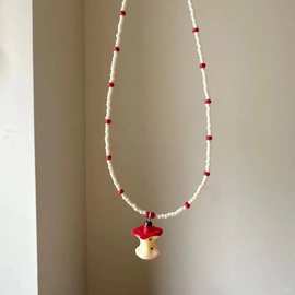 最后一口苹果~创意设计趣味苹果核串珠项链女小众设计百搭锁骨链