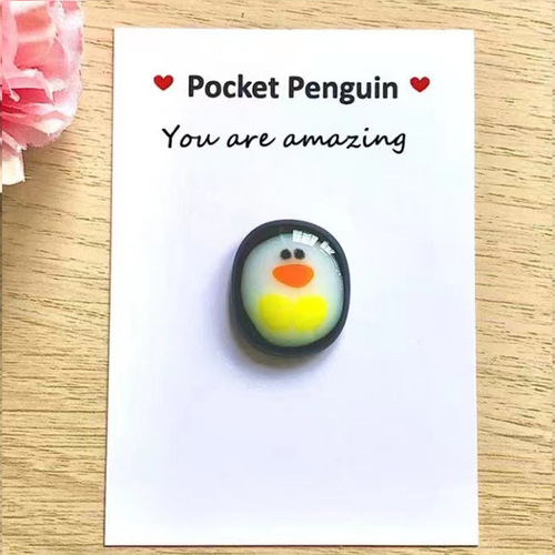 Cross-border new product Little Penguin Hug Glass Gift with Greeting Card