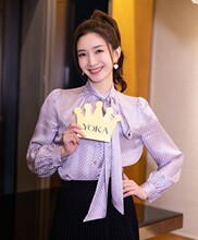 江疏影明星同款衬衫女法式系带立领棋盘格子洋气衬衣2022年春秋季
