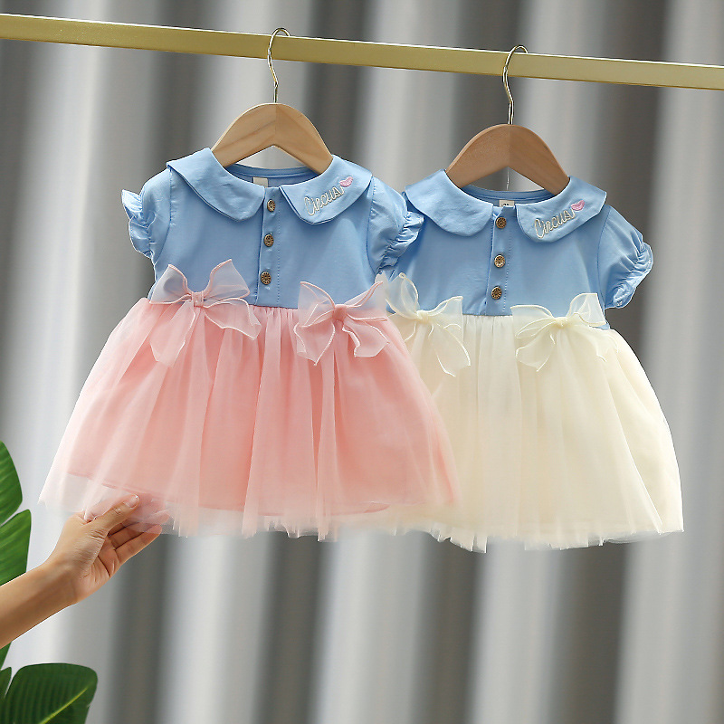 summer children's denim sleevless dress for early age