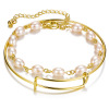 Retro bracelet from pearl, metal set, European style