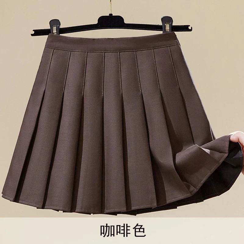 브라운 스커트 [탄성허리/안감/지퍼]