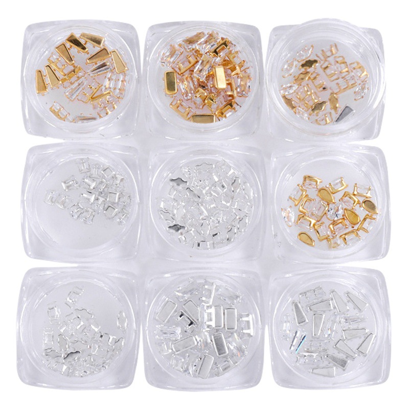En línea de la celebridad clavo garra diamante Super Flash circón gota de agua ojo de caballo joyería rectangular alto sentido cuadrado cristal transparente diamante tridimensional
