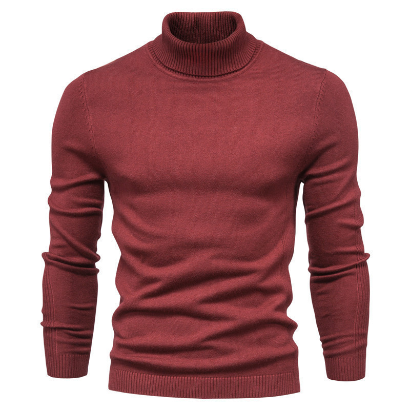 mensweater European and American Autumn and Winter Men's Sweater New Base Shirt Sweater Slim-fit High Collar Casual Knitted Sweater Sweater