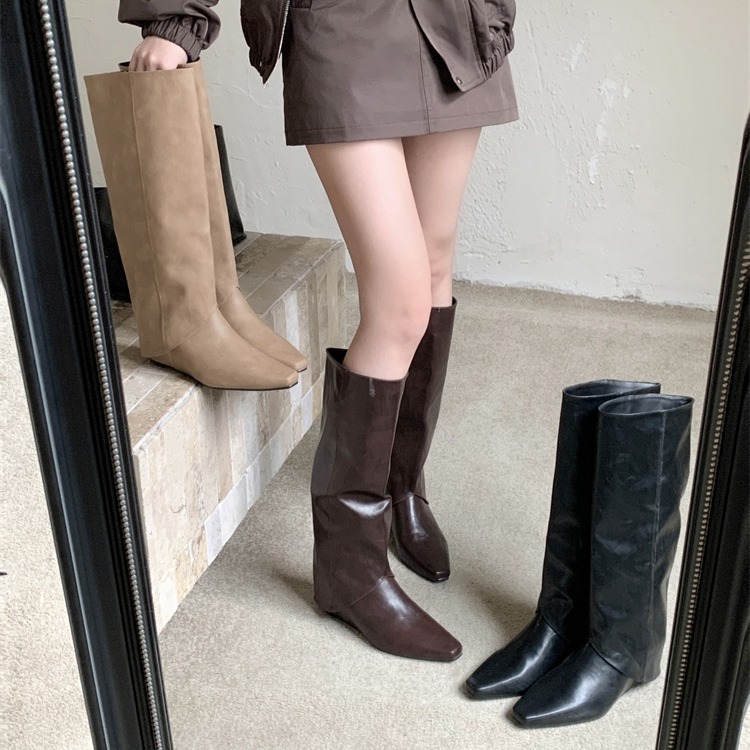 Retro denim removable high boots