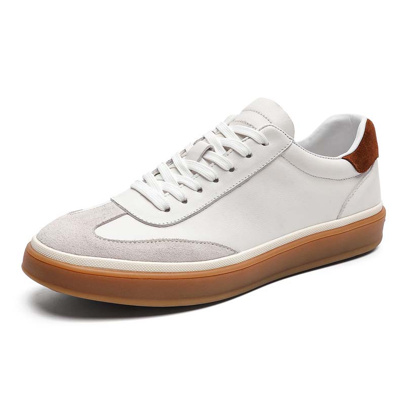 [Cuero de vaca de cabeza] nuevo hombre simple de alta seda de vaca de terciopelo zapatos de entrenamiento de cuero auténtico zapatos deportivos de skate casuales