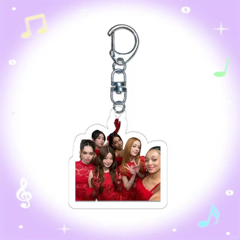 Colgante acrílico colgante llavero KATSEYE joyas DIY bolsos estrella colgante D-clip colgante regalo