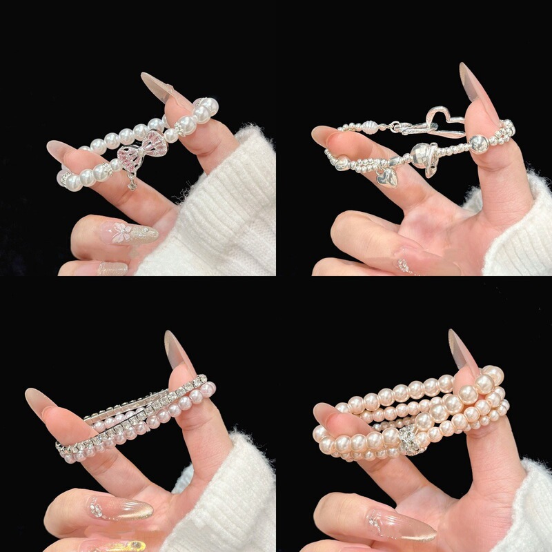 French-style elegant pearl and diamond bracelet, fashionable, exquisite, niche, high-end, light luxury, creative, extremely beautiful, versatile jewelry