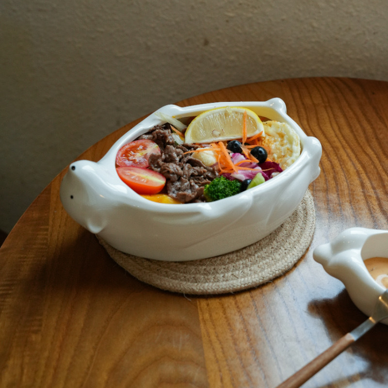 Nórdico encantador oso cuenco de arroz de estilo casero cuenco de fideos de dibujos animados cuenco de sopa creativo de frutas cuenco de ensalada cuenco de postre