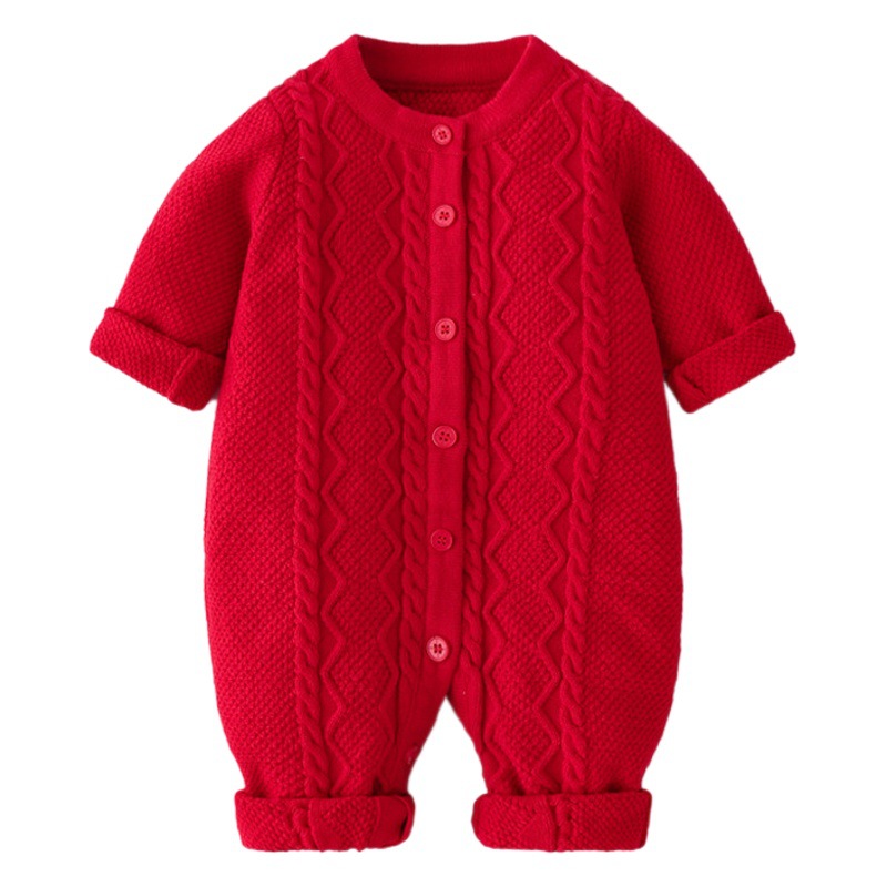 Simple doble capa engrosada bebé mono clase un cálido color sólido primavera y otoño recién nacido mono bebé Outwear