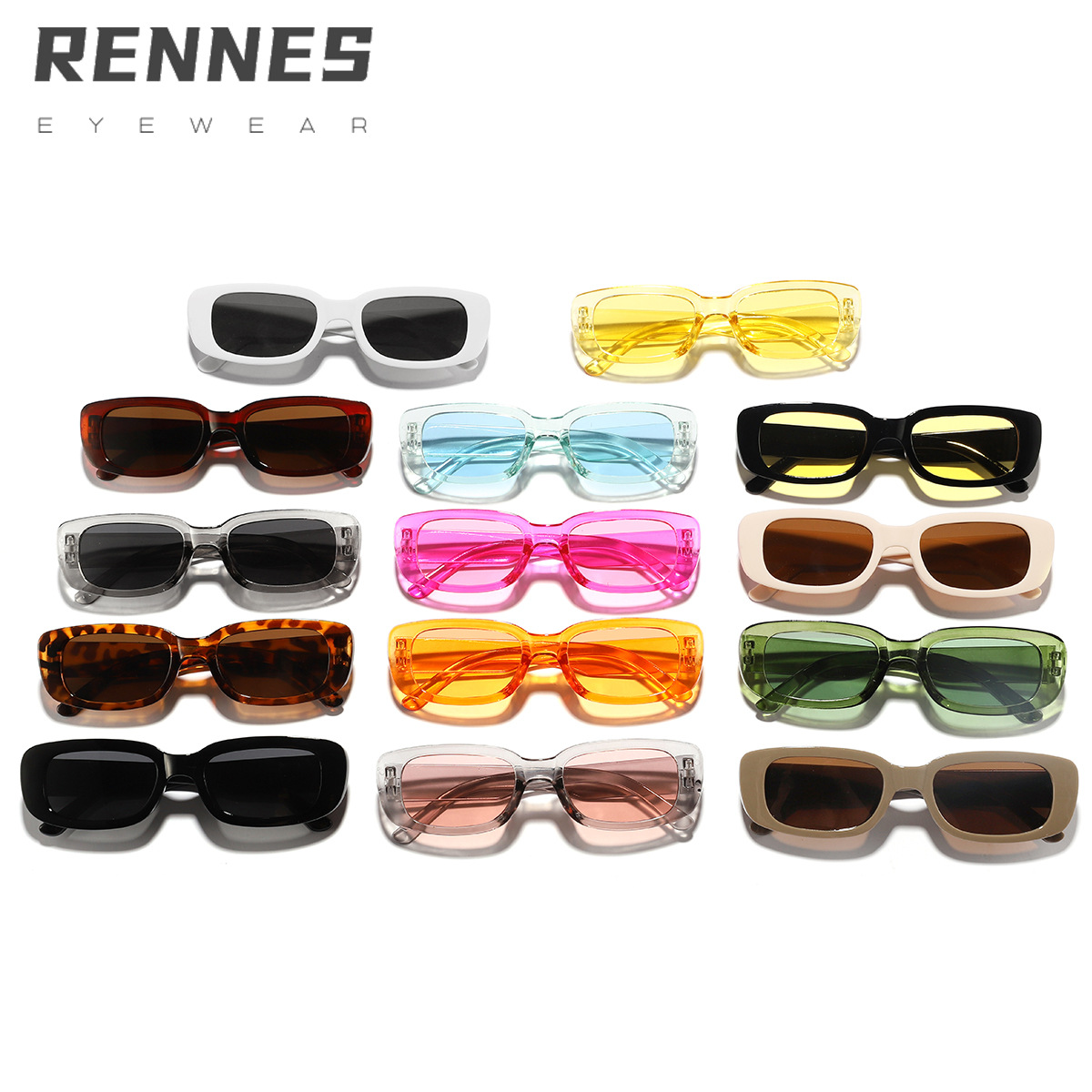 2021 nueva moda pequeño marco cuadrado gafas de sol jalea color gafas marco moda gafas de sol transfronterizo AliExpress 1224
