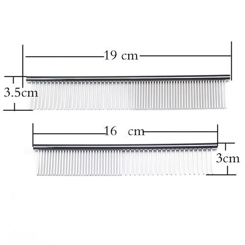 Pet cats and dogs stainless steel medium small straight comb pet comb steel comb silver double-sided comb