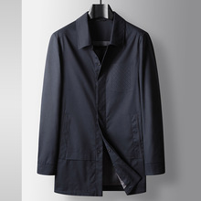 男式风衣2025春秋中长款轻奢商务翻领风衣青年高级感休闲免烫外套