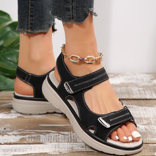 2024 Summer New Foreign Trade Large Size Casual Sandals Sports Style Velcro Fish Mouth Sandals