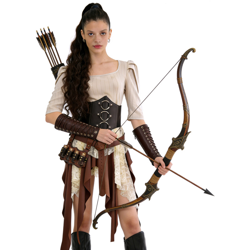 Viking Warrior Style Hooded Cloak Set, Retro Texture, Cosplay Themed Party, Role-Playing Performance Costume