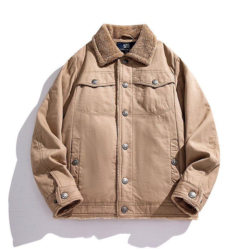 Street Trend 2024 Neue Winter Plüsch Up Kragen Casual Loose Vielseitig Mantel Hübsche Herrenjacke_voghion.com