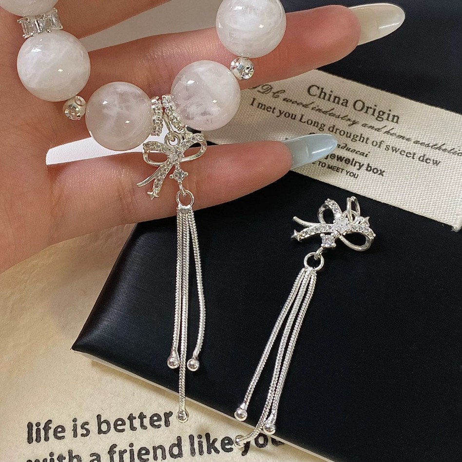 Color-Preserving Bowknot Tassel Pendant Spacer Beads Crystal DIY Beaded Bracelet Necklace Through-Hole Jewelry Accessories Wholesale
