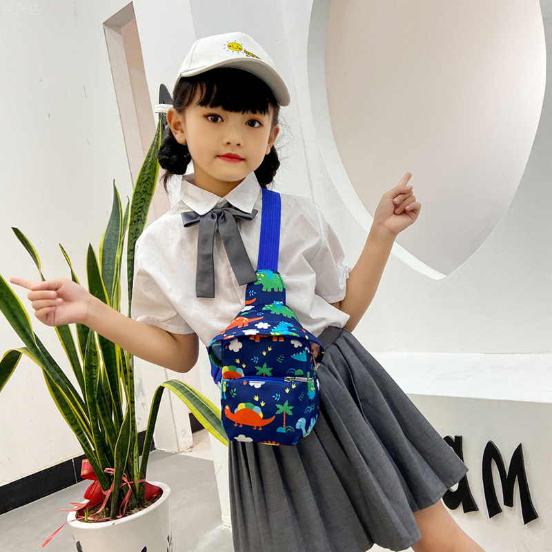 Comercio exterior nuevo bolso de los niños de impresión de dibujos animados bolsa de pecho para niños lindo pequeño dinosaurio bolsa de mensajero moda bebé accesorios bolsa