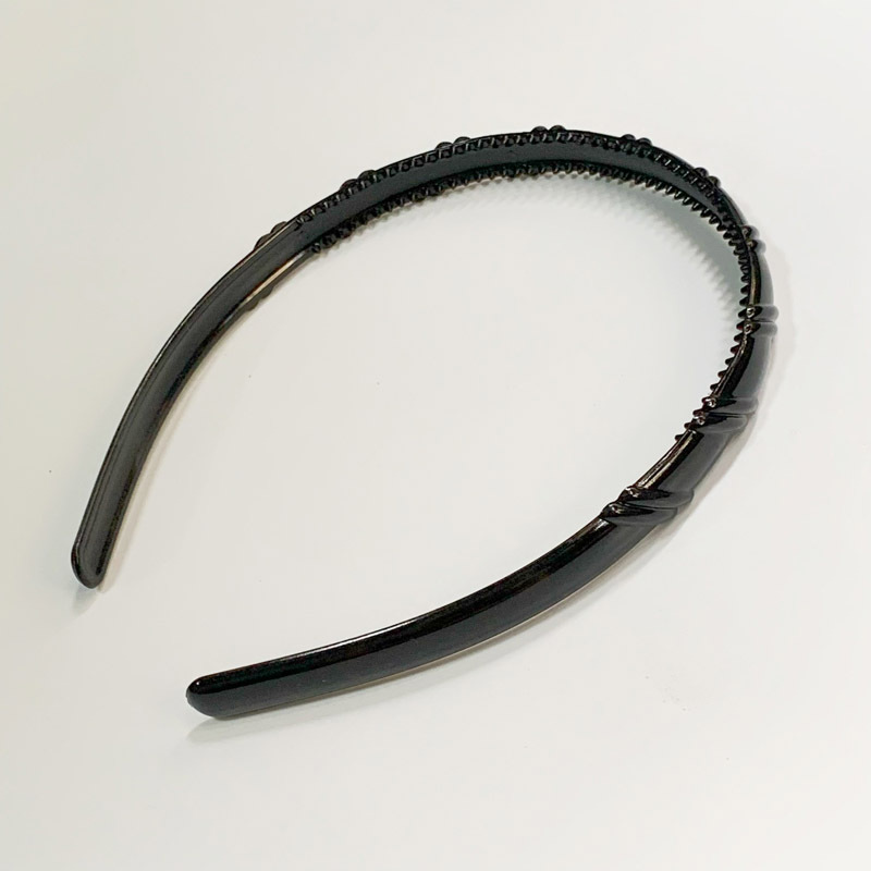 Alrededor de 1,2 cm de ancho diadema brillante Negro simple todo partido diadema dentada antideslizante lavado de cara horquilla sólida diadema accesorios para el cabello