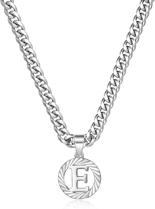 Collier cubain en or blanc, style européen et américain, 26 lettres, style clavicule, inaltérable. Bijou inaltérable._voghion.com