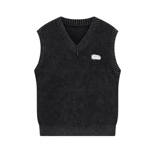 Fashion brand knitted washed sweater vest men's and women's autumn and winter outer wear lazy wind stacked waistcoat V-neck Korean ins vest