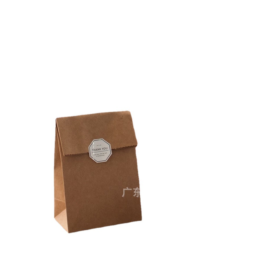 袋子标签空白纯色无提平口袋牛皮纸袋无绳折口纸袋子可印LOGO