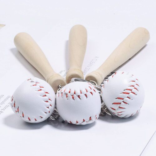 Cross-border baseball keychain pendant simulation mini baseball keychain wholesale sporting goods factory