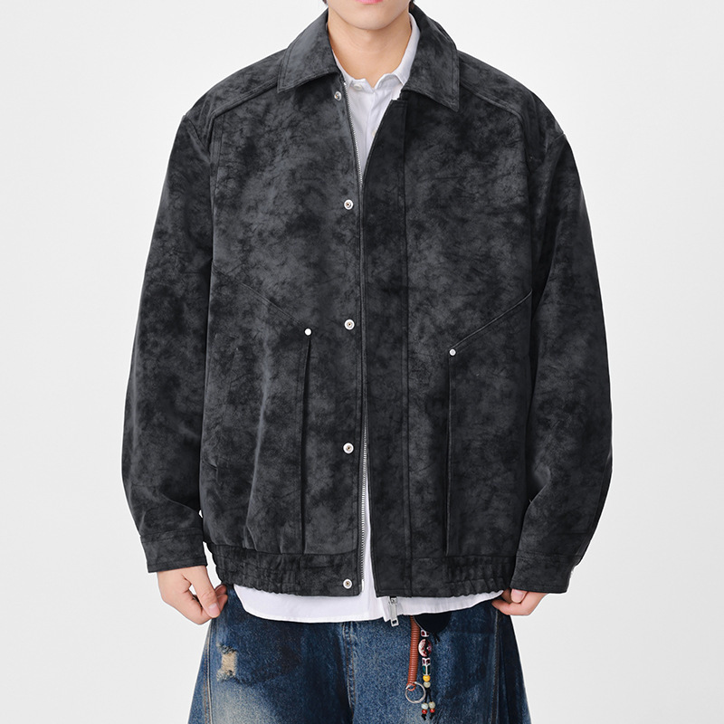 2025 New Autumn and Winter American Retro Lapel Eagle Leather Jacket Men's Loose Casual Handsome Tops
