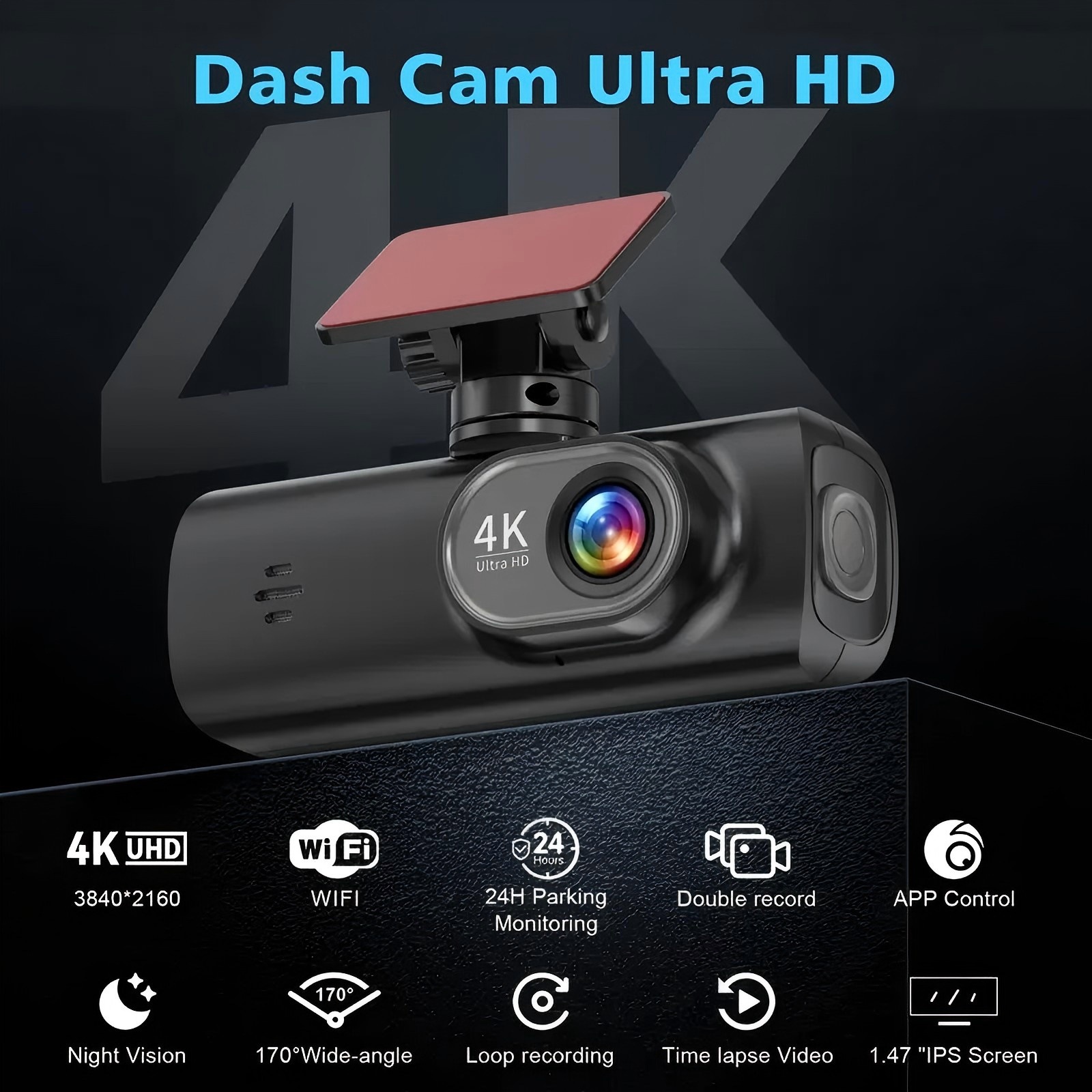 Cross-Border Popular V22 Ultra-High Definition 4K Lipstick Machine Driving Recorder Front and Rear Dual Recording Wifi/Gps Driving Trajectory