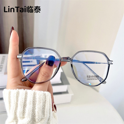 2100t New Ultra-Light TR Myopia Glasses for Women, Polygon Frame, Simple Non-Random Blue Light Blocking Glasses