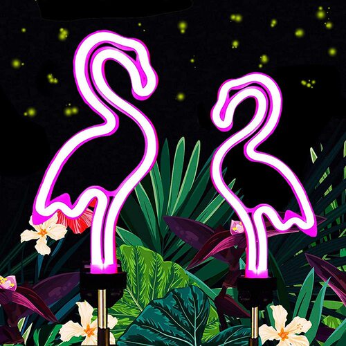 Solar flamingo ground lights neon lights cactus lawn lights outdoor courtyard garden landscape decoration