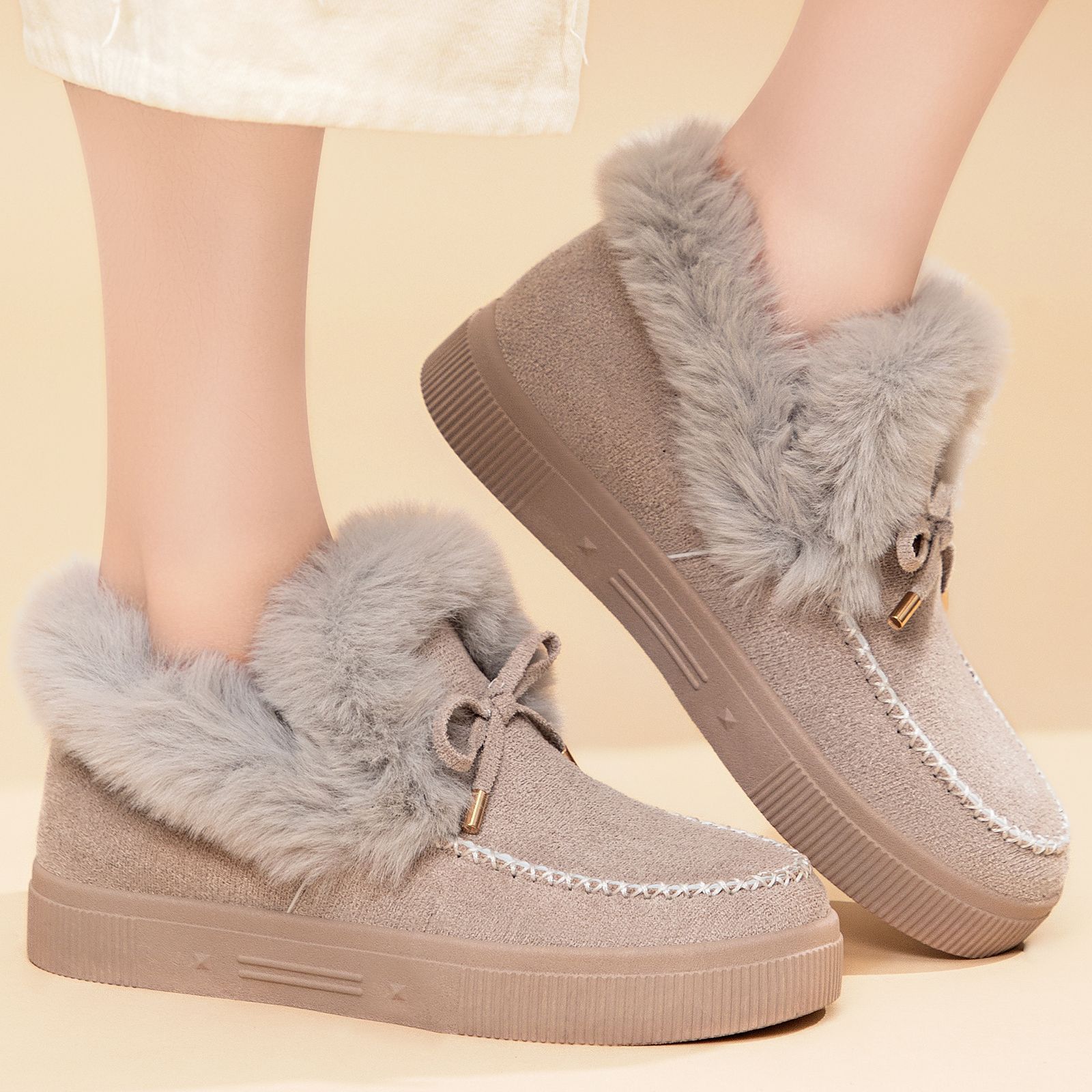 Zapatos de algodón de mujer botas de mujer transfronterizas TEMU botas de gran tamaño para mujeres botas de nieve de vello gruesas botas de algodón caliente a prueba de frío