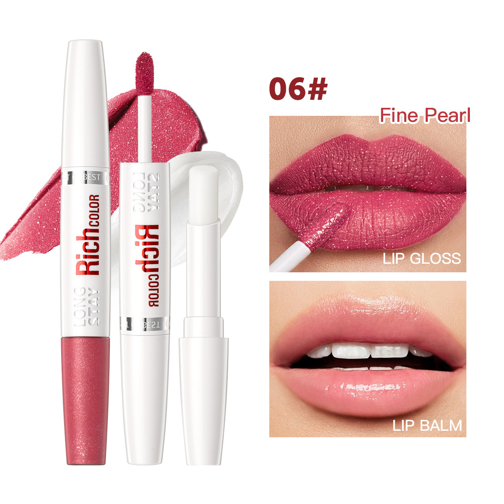 QIBEST double-headed lip glaze lip balm moisturizing moisturizing non-stick Cup not easy to decolorize long-lasting matte lipstick