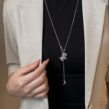 银色小马流苏项链高级感精致百搭小众时尚独特设计感毛衣链颈链