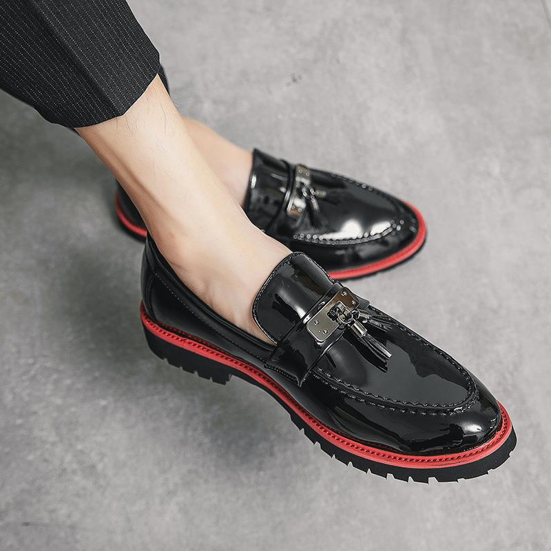 Herren Lederschuhe In Übergröße Britischer Stil Lackleder Glänzend_voghion.com