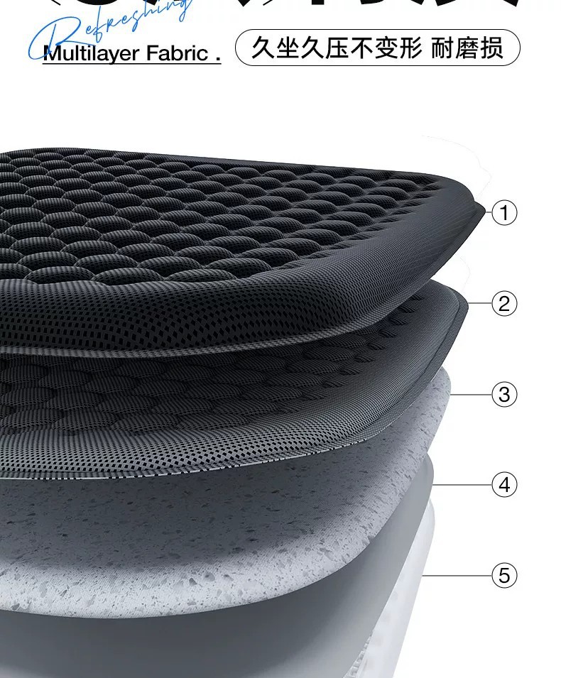 Car summer cooling seat cushion, single-piece, ventilated, breathable, suitable for all seasons, with a premium feel, made of gel and ice silk material