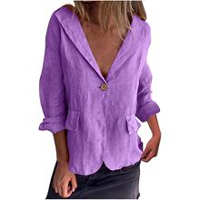 K 48003 Button Front Linen Blazer Ŧ������ ����ѷ�羳ŷ����
