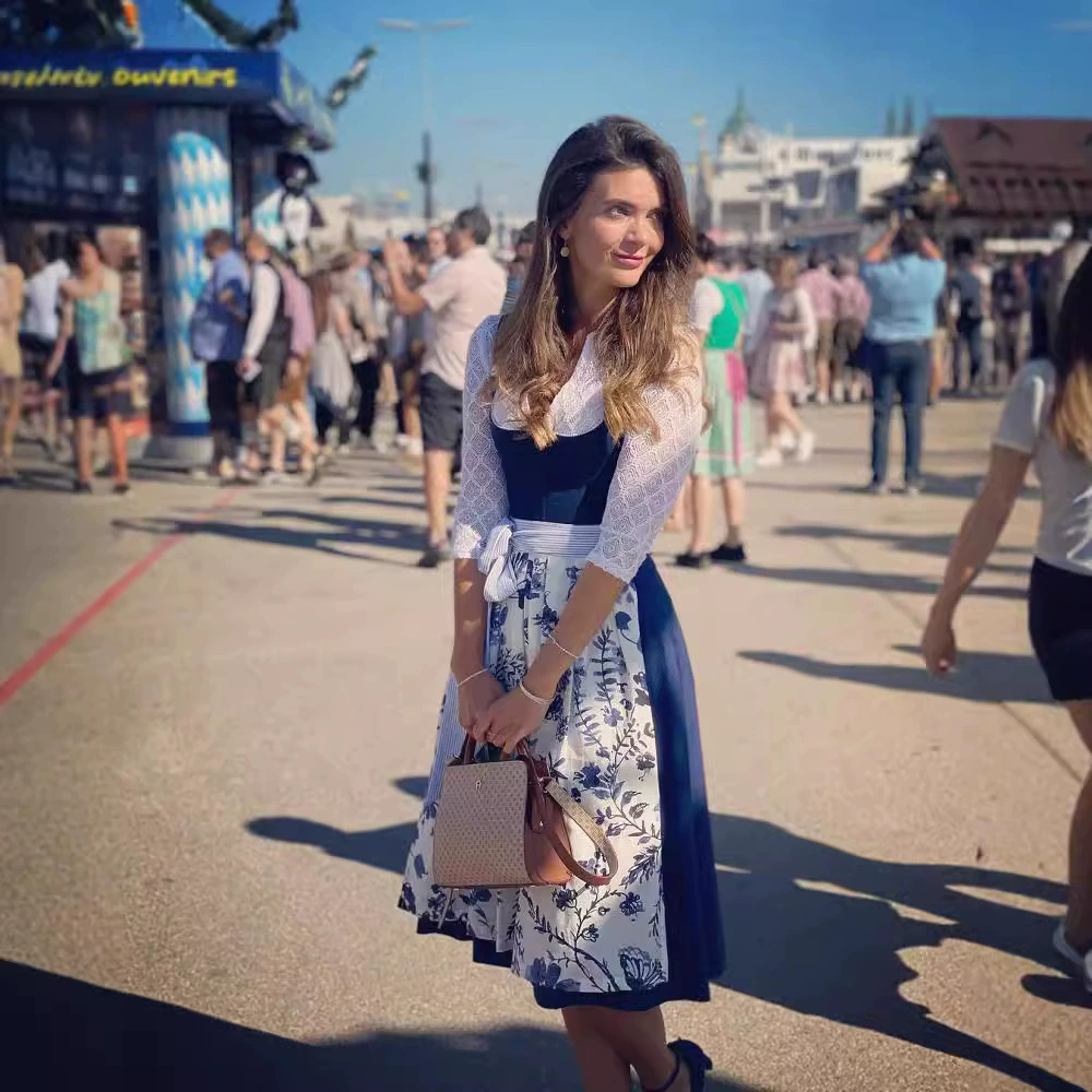 Немецкий традиционный праздник пива костюм мюнхенский пивной костюм юбка сцена жаккардовое кружевное шоу