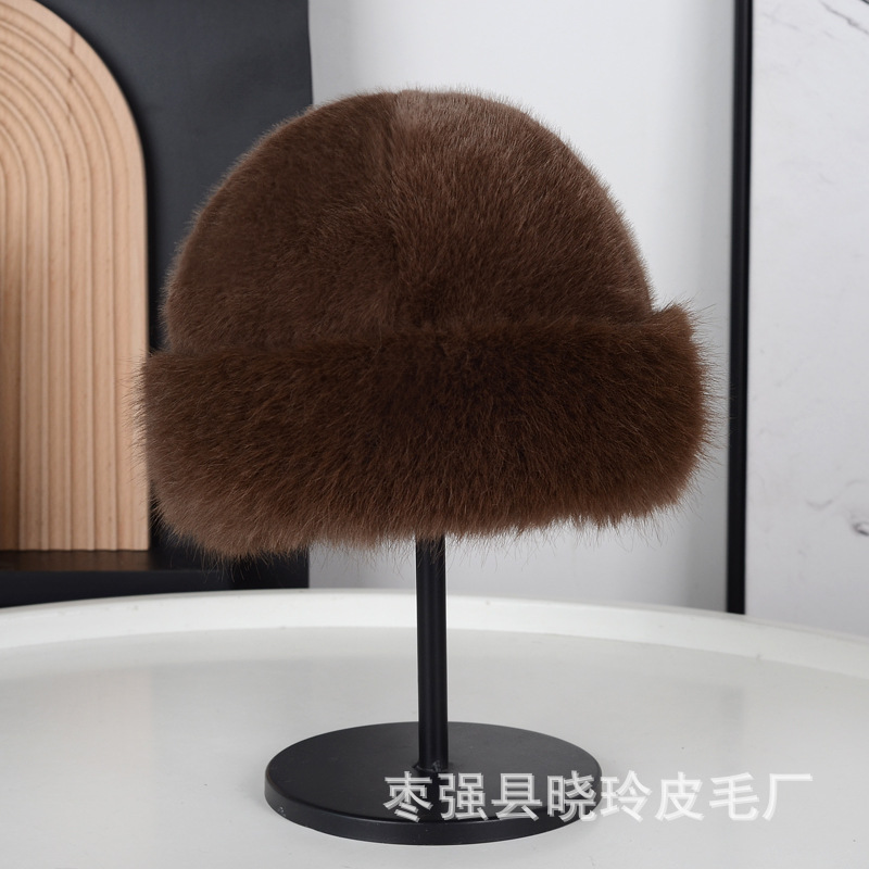 Sombrero de piel de zorro de imitación Sombrero de visón de piel de imitación Sombrero mongol engrosado estilo étnico Sombrero de piel de mujer