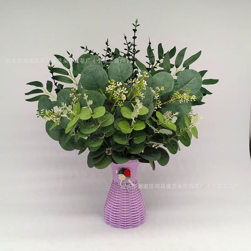 Cross-Border Amazon Artificial Greenery Money Leaves Eucalyptus Apple Leaves with Fruit Willow Leaves Table Decorations Wedding Decorations Cross-Border Amazon Artificial Greenery Money Leaves Eucalyptus Apple Leaves with Fruit Willow Leaves Table Decorations Wedding Decorations