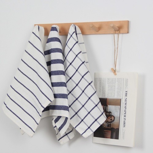Japanese blue striped tablecloth placemat napkin tea towel cover cloth food photography background fabric minimalist Japanese style