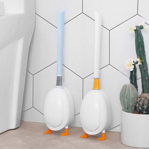 Diving little yellow duck silicone toilet brush household no dead corner wall-mounted toilet brush artifact bathroom cleaning set