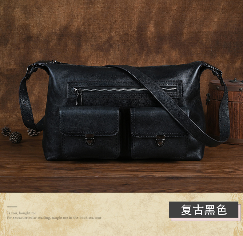 Túi tote da bò dung tích lớn đeo chéo cổ điển nữ — Màu nâu cổ điển, Cà phê cổ điển, Màu đen cổ điển chi tiết 12