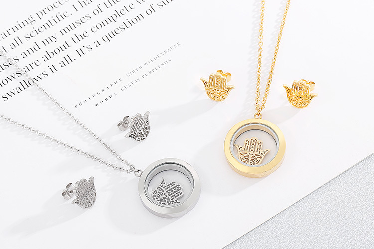 new fashion stainless steel clavicle chain necklace earrings sets accessories