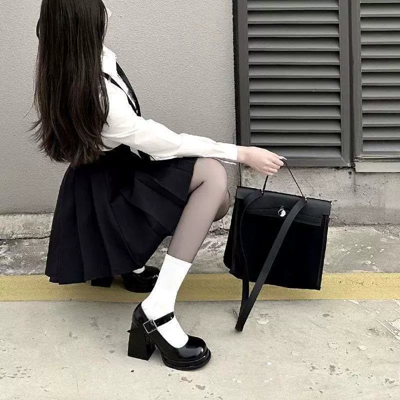 Туфли Mary Zhen женские на толстом каблуке, круглый носок, каблук 9 см, в стиле jk