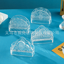 创意新款浮雕玻璃纸巾夹酒店家正方形餐巾纸座办公桌水晶名片夹
