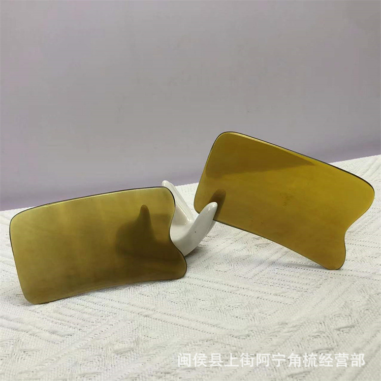 Natural Buffalo Horn Gua Sha Board 9.5cm Facial Body Scraping Massage Tool with Guasha Comb and Tendon Stick overview