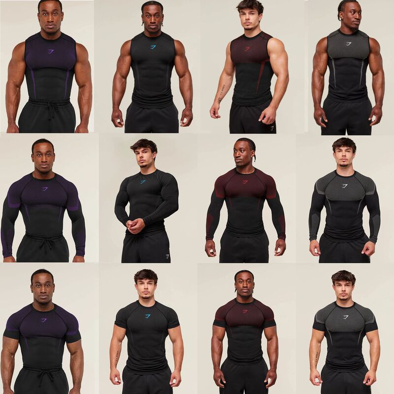 Popular Cross-Border Gymshark Compression Shirt Running Training Long-Sleeve T-Shirt Muscle Shark Fitness Top Popular Cross-Border Gymshark Compression Shirt Running Training Long-Sleeve T-Shirt Muscle Shark Fitness Top