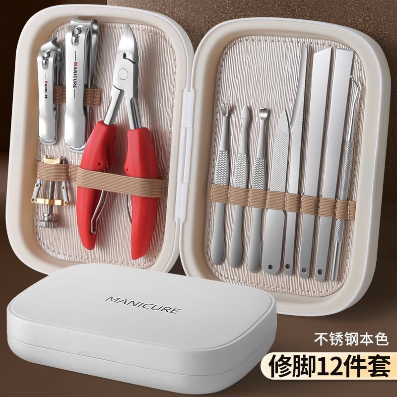Pedicuría kit de manicure belleza piel muerta al por mayor cortador de uñas conjunto completo de pinzas de garganta de acero inoxidable manicure